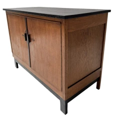 Art Deco Modernist Sideboard or credenza with Black Lacquered Top, 1930s